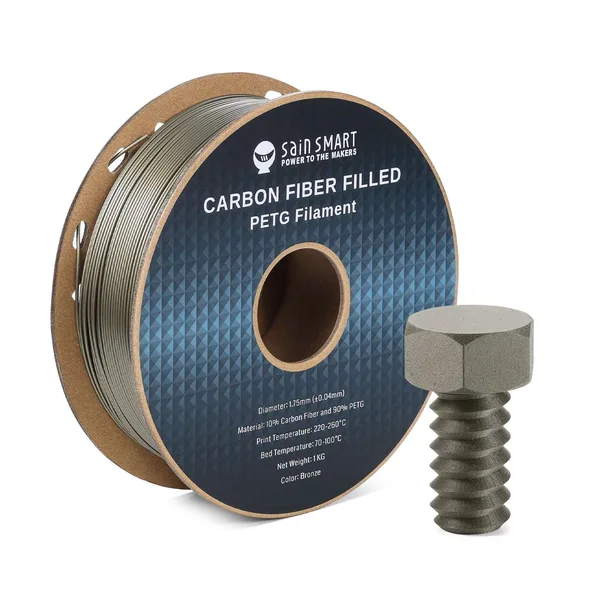IIID Max Black, Bronze Carbon Fiber PETG Filament, Accuracy +/- 1KG (2.2lbs)
