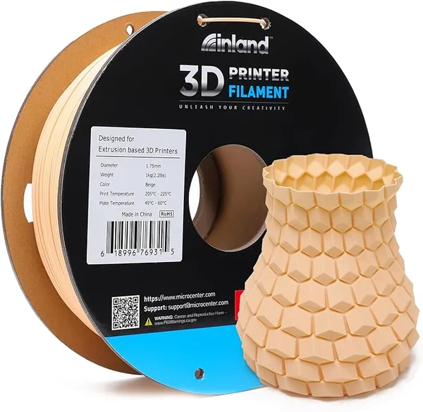 Inland INLAND High Speed PLA+ 3D Printing Filament - Fast Printing PLA Pro Dimensional Accuracy +/- - 1kg Cardboard Spool (2.2 lbs) (1 Pack Beige)