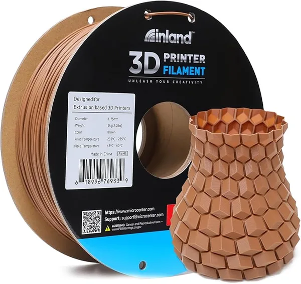 Inland INLAND High Speed PLA+ 3D Printing Filament - Fast Printing PLA Pro Dimensional Accuracy +/- - 1kg Cardboard Spool (2.2 lbs) (1 Pack Brown)