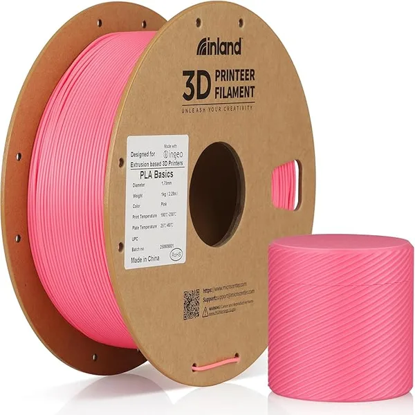 Inland Inland PLA Basics Filament, 1kg Spool – Dimensional Accuracy ±, Neatly Wound, Fits Most FDM 3D Printers (Pink, 1 Pack)