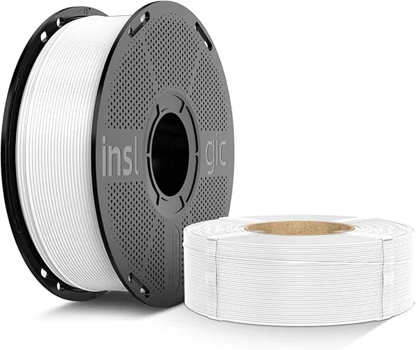 Inslogic 3D Inslogic PETG Pro Pre-Dried 3D Printer Filament, High-Speed PETG Filament, Stronger Toughness, Dimensional Accuracy +/-, Compatible with FDM Printers, 2 kg White (1 Spool + 1 Refilll)