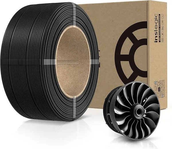 Inslogic 3D Inslogic PA12-CF Carbon Fiber Filament, 0.5kg Refill High Strength Nylon Filament for 3D Printing, 260-280°C Print Temp, Low Warp & Wear Resistant, Ideal for Functional Parts,Black