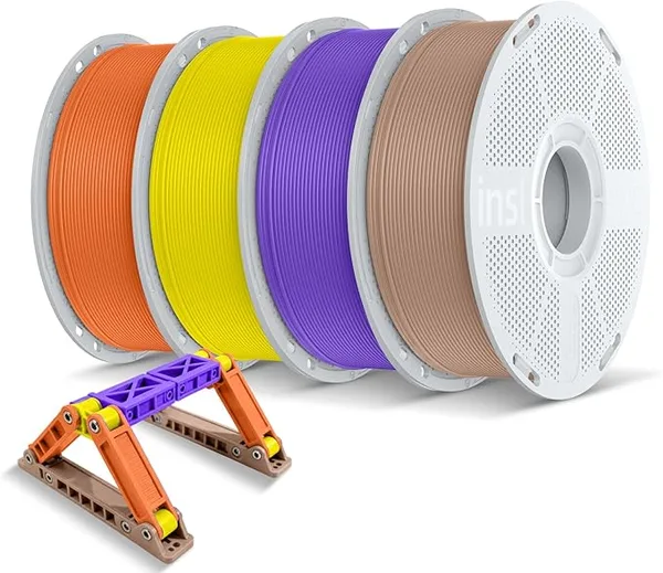 Inslogic 3D Inslogic ASA Filament, UV & Weather Resistant 3D Printer Filament, High-Strength, Smooth Printing with Low Warping, Ideal for Outdoor Use, 1kg×4 Spools, Orange+Yellow+Purple+Light Brown