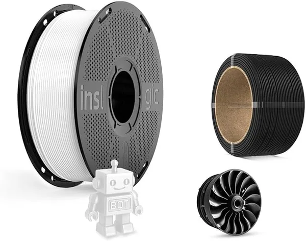 Inslogic 3D Inslogic PETG Pro White 1KG + PA12-CF Carbon Fiber Nylon 0.25KG Bundle, Engineering-Grade 3D Printer Filament for Strength, Durability & Dimensional Stability, Compatible with Most FDM Printers