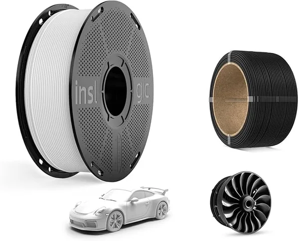 Inslogic 3D Inslogic Matte PLA White 1KG + PA12-CF 0.25KG 3D Printer Filament Bundle, Balanced for Easy Printing and High-Performance, Compatible with Most FDM Printers ()