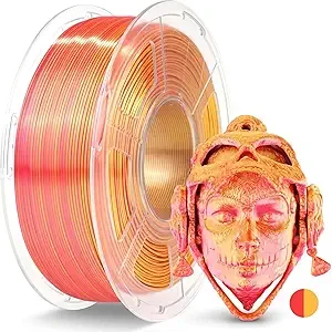 JAYO JAYO Silk Dual Color PLA Filament Red-Gold 1.1kg, Shiny Gradient Dual-Tone PLA, High Gloss Finish, Easy to Print, Layer Concealing, Fits for Most FDM 3D Printers