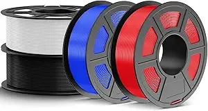 JAYO JAYO PETG Filament Bundle 4.4KG, Strong Toughness PETG 3D Printer Filament, Dimensional Accuracy +/-, Fits for Most FDM 3D Printers (Black, White, Blue, Red)