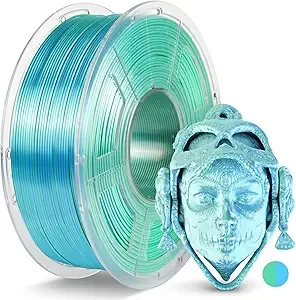 JAYO JAYO Silk PLA Filament Dual Colors Blue Green, Coextrusion Dual Color 3D Printer Filament, Shiny Multicolor Change, 1.1kg Spool(2.4lbs), Accuracy +/- for Most FDM 3D Printers