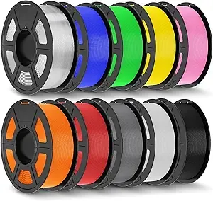 JAYO JAYO PLA+ Filament, 3D Printer Filament Dimensional Accuracy +/-, 1.1 Kg per Spool, Black+White+Gray+Blue+Red+Green+Orange+Yellow+Pink+Transparent of 10
