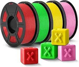 JAYO JAYO PLA+ Filament,3D Printer Filament PLA Plus Dimensional Accuracy +/-, 1.1 Kg Per Spool, Red+Green+Yellow+Pink Pack of 4