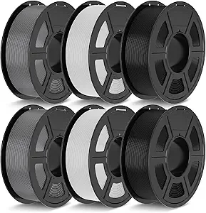 JAYO JAYO PETG Filament Bundle 6.6KG, Strong Toughness PETG 3D Printer Filament, Fits for Most FDM 3D Printers (Black, Black, White, White, Gray, Gray)