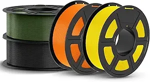 JAYO JAYO High Speed PLA Filament 4.4KG Bundle, Rapid PLA 3D Printer Filament for Fast Printing up to/s, 4 Pack 1.1kg Spool (Black, Olive Green, Orange, Yellow)