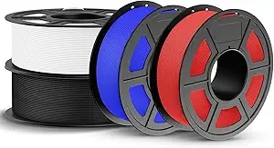 JAYO JAYO Matte PLA 3D Printer Filament Bundle, 4 Pack 1.1kg Spools (4.4kg Total), Matte Surface Conceals Layer Lines, Dimensional Accuracy ± (Black, White, Blue, Red)
