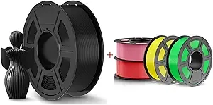 JAYO JAYO 3D Printer Filament 5.5kg, PLA+ Filament and High Speed PLA Filament Fit Most FDM 3D Printers,1.1kg per Spool, Pack of 5, PLA+ Black+High Speed PLA (Yellow, Pink, Green, Red)