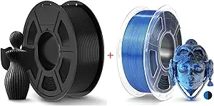 JAYO JAYO 3D Printer Filament 2.2kg, PLA+ Filament and Silk Dual Colors Filament Fit Most FDM 3D Printers,1.1kg per Spool, Pack of 2, PLA+ Black+Silk Dual Colors Black Blue