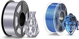 JAYO JAYO 3D Printer Filament 2.2kg, Silk PLA Filament and Silk Dual Colors Filament Fit Most FDM 3D Printers,1.1kg per Spool, Pack of 2, Silk Silver+Silk Dual Colors Black Blue
