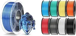 JAYO JAYO 3D Printer Filament 3.1kg, Silk Dual Colors Filament and PLA+ Filament Fit Most FDM 3D Printers, Pack of 9, Silk Dual Colors Black Blue+PLA+ 8 Colors