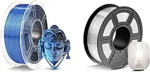 JAYO JAYO 3D Printer Filament 2.2kg, Silk Dual Colors Filament and PETG Filament Fit Most FDM 3D Printers,1.1kg per Spool, Pack of 2, Silk Dual Colors Black Blue+PETG Clear