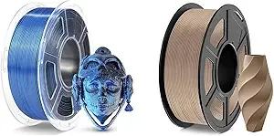 JAYO JAYO 3D Printer Filament 2.2kg, Silk Dual Colors Filament and Wood PLA Filament Fit Most FDM 3D Printers,1.1kg per Spool, Pack of 2, Silk Dual Colors Black Blue+Wood PLA Wood