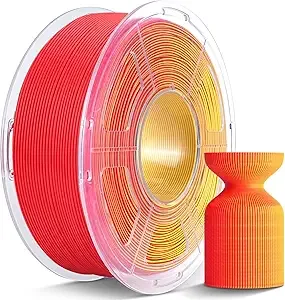 JAYO JAYO Dual Color Matte PLA 3D Printer Filament, Yellow-Red Two-Tone PLA, Matte Finish Hides Layer Lines, ± Accuracy, 1.1kg (2.42 lbs) Spool, Fit Most FDM Printers