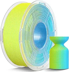 JAYO JAYO Dual Color Matte PLA 3D Printer Filament, Yellow-Cyan Two-Tone PLA, Matte Finish Hides Layer Lines, ± Accuracy, 1.1kg (2.42 lbs) Spool, Fit Most FDM Printers