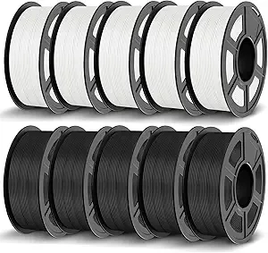 JAYO JAYO PETG Filament Bundle 11KG, Strong Toughness 3D Printer Filament, Fits for Most FDM 3D Printers (Black*5+White*5)