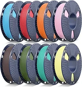 JAYO JAYO PLA 3D Printer Filament Bundle 2KG Dimensional Accuracy +/-, 8 Pack 0.25kg Spool (Sky Blue, Cherry Red, Sunny Orange, Sakura Pink, Chocolate, Olive Green, Mint Green, Lemon Yellow)