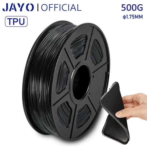 JAYO 【MOQ:3 rolls】JAYO TPU/ASA Filament, 3D Printer Filament, Dimensional Accuracy +/-, 0.5KG 1 Spool, 95A, TPU Black