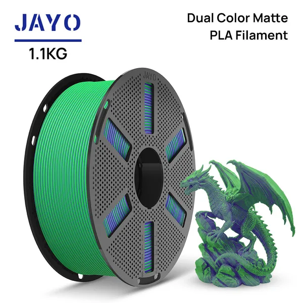 JAYO [Reusable Spool] JAYO Dual-Color Matte PLA 3D Printing Filament, 1.1kg Spool (2.4 lbs), Dimensional Accuracy ±