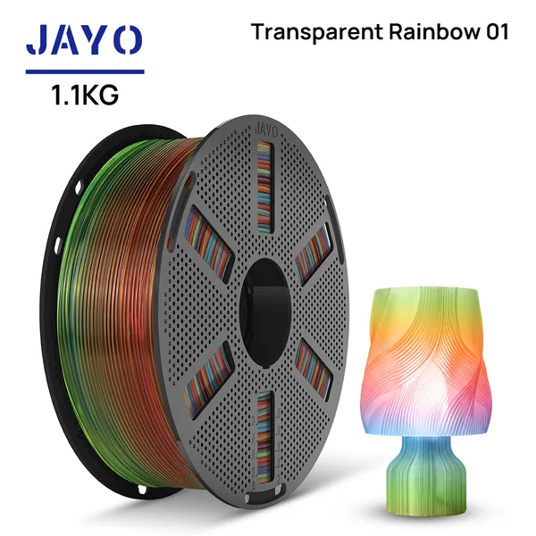 JAYO [Reusable Spool] JAYO PLA Rainbow 1.1KG 3D Filament For FDM Neatly Wound 3D Printing Material