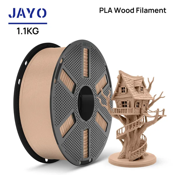 JAYO [Reusable Spool]JAYO 3D Wood PLA Printer Filament 1.1KG 15% Real Wood Fibers Dimensional Accuracy +/- Fits Most FDM 3D Printers