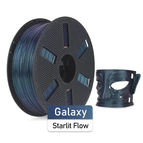 JAYO [Reusable Spool]JAYO PLA Galaxy  3D Printer Filament, Glitter Sparkle PLA Colorful Twinkling, 1.1kg, Galaxy Green, Black, Purple for FDM Printer