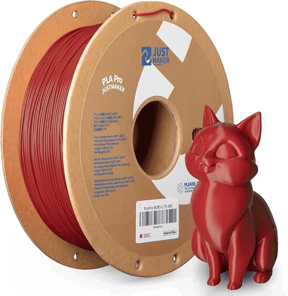 JustMaker PLA Pro (PLA+) 3D Printer Filament, Upgrade Cardboard Spool, Print with Most 3D Printers, Dimensional Accuracy +/-, 1kg, Burgundy Red