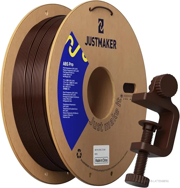 JustMaker ABS PRO (ABS+) 3D Printer Filament, Upgraded Strength Heat Resistant Filament, Cardboard Spool, Dimensional Accuracy +/-, 1kg (2.2 lbs), Chocolate