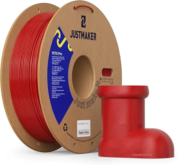 JustMaker PETG Pro (PETG+) 3D Printer Filament, Updated Stronger Impact Resistance, Dimensional Accuracy +/-, 1kg, Burgundy Red