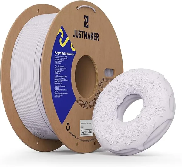 JustMaker Matte PLA+ 3D Printer Filament, Upgrade Cardboard Spool, Dimensional Accuracy +/-, 1kg, Lavender