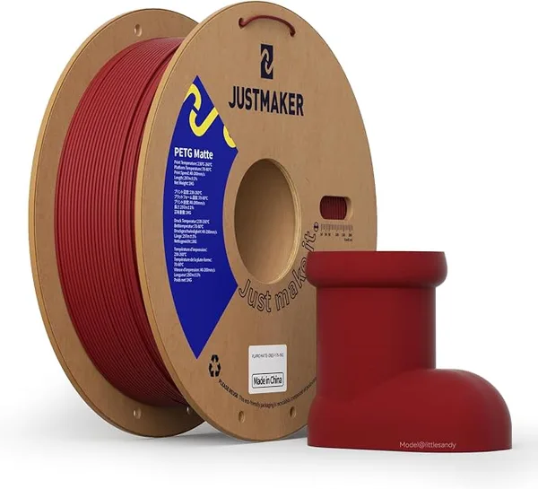 JustMaker PLA Matte 3D Printer Filament, Upgrade Cardboard Spool, Print with Most 3D Printers, Dimensional Accuracy +/-, 1kg, Cherry Red