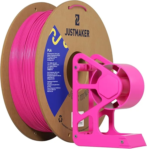 JustMaker PLA 3D Printer Filament, Upgrade Cardboard Spool, Print with Most 3D Printers, Dimensional Accuracy +/-, 1kg, Proccess Magenta