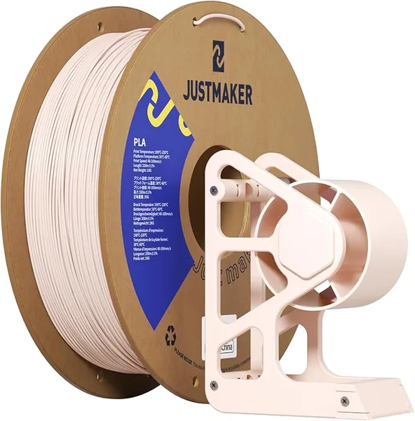 JustMaker PLA 3D Printer Filament, Upgrade Cardboard Spool, Print with Most 3D Printers, Dimensional Accuracy +/-, 1kg, Skin