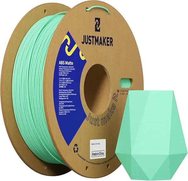 JustMaker ABS Matte 3D Printer Filament, Upgraded Strength Heat Resistant Filament, Matte Surface with Cardboard Spool, Dimensional Accuracy +/-, 1 kg (2.2 lbs), Cyan