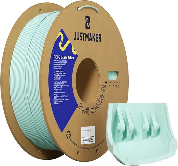 JustMaker PETG Glass Fiber 3D Printer Filament, Updated Stronger Impact Resistance, Dimensional Accuracy +/-, 1kg, Sky Blue