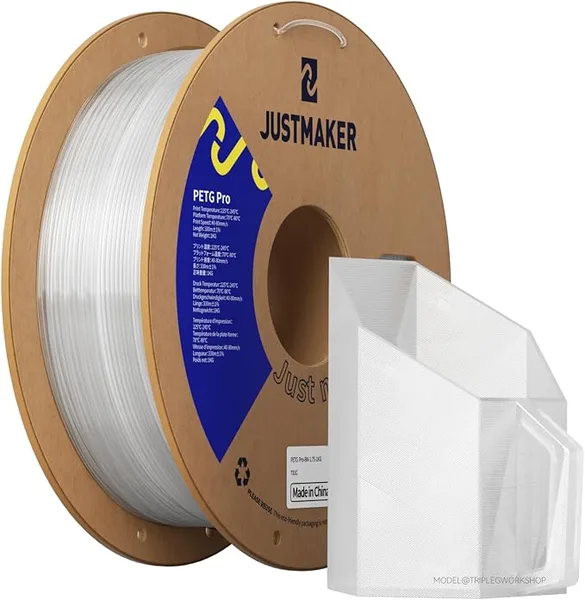 JustMaker PETG Pro (PETG+) 3D Printer Filament Bundle, Updated Stronger Impact Resistance, Dimensional Accuracy +/-, 1kg, Transparent White