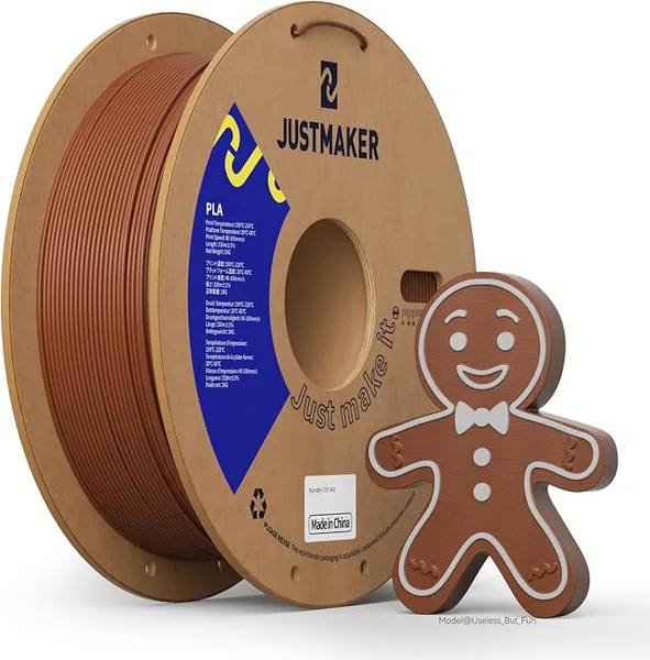 JustMaker PLA 3D Printer Filament, Upgrade Cardboard Spool, Print with Most 3D Printers, Dimensional Accuracy +/-, 1kg, Brown