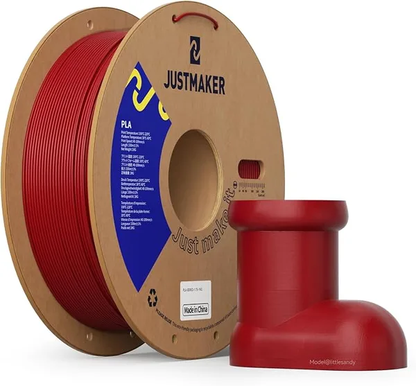 JustMaker PLA 3D Printer Filament, Upgrade Cardboard Spool, Print with Most 3D Printers, Dimensional Accuracy +/-, 1kg, Dark Red