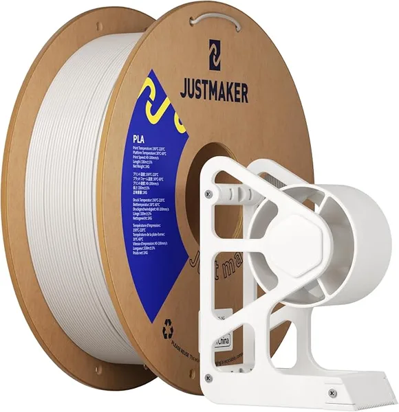 JustMaker PLA 3D Printer Filament, Upgrade Cardboard Spool, Print with Most 3D Printers, Dimensional Accuracy +/-, 1kg, Seven White