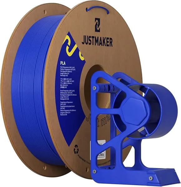 JustMaker PLA 3D Printer Filament, Upgrade Cardboard Spool, Print with Most 3D Printers, Dimensional Accuracy +/-, 1kg, Blue
