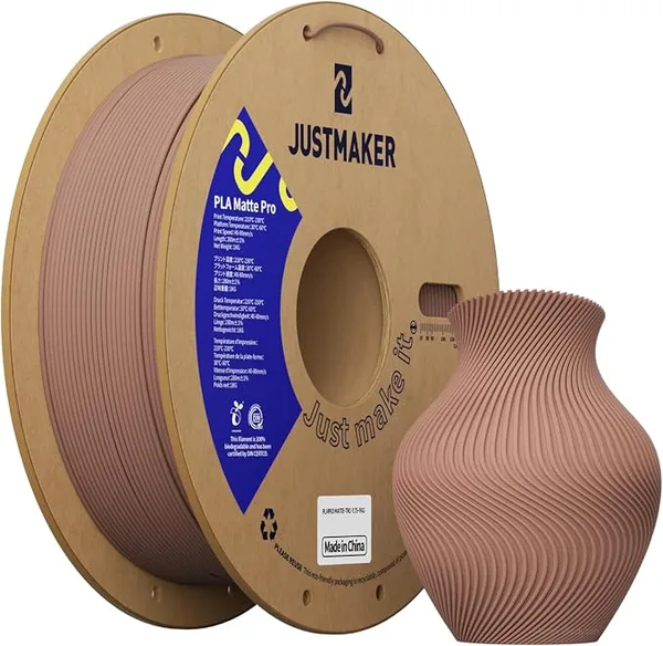 JustMaker Matte PLA+ 3D Printer Filament, Upgrade Cardboard Spool, Dimensional Accuracy +/-, 1kg, Terracotta