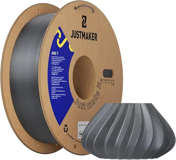 JustMaker ABS Transparent 3D Printer Filament, Upgraded Strength Heat Resistant Filament, Low-Odor Transparent Material, Dimensional Accuracy +/-, 1 kg (2.4 lbs), Black