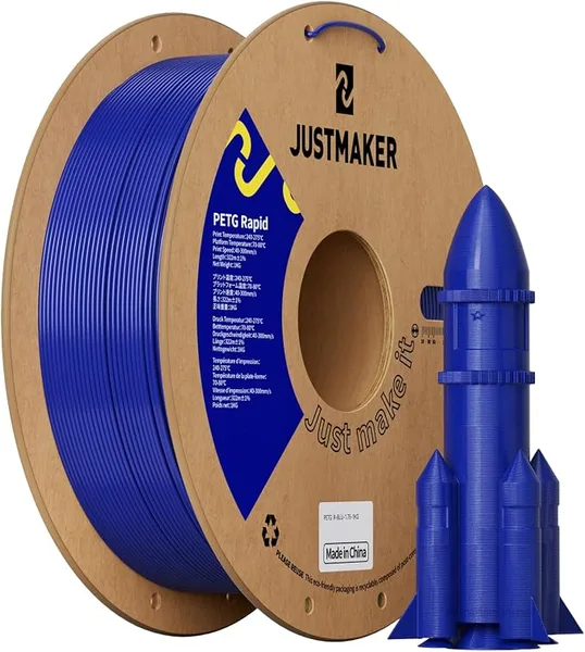 JustMaker PETG Rapid 3D Printer Filament, High-Speed Printing, Multifunctional Material,Dimensional Accuracy +/-, 1kg, Blue