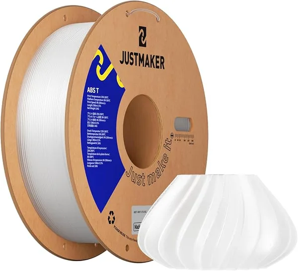 JustMaker ABS Transparent 3D Printer Filament, Upgraded Strength Heat Resistant Filament, Low-Odor Transparent Material, Dimensional Accuracy +/-, 1 kg (2.3 lbs), White